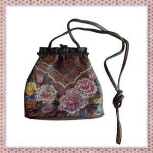 Jane Yoo Floral Painted Leather Crossbody Bag